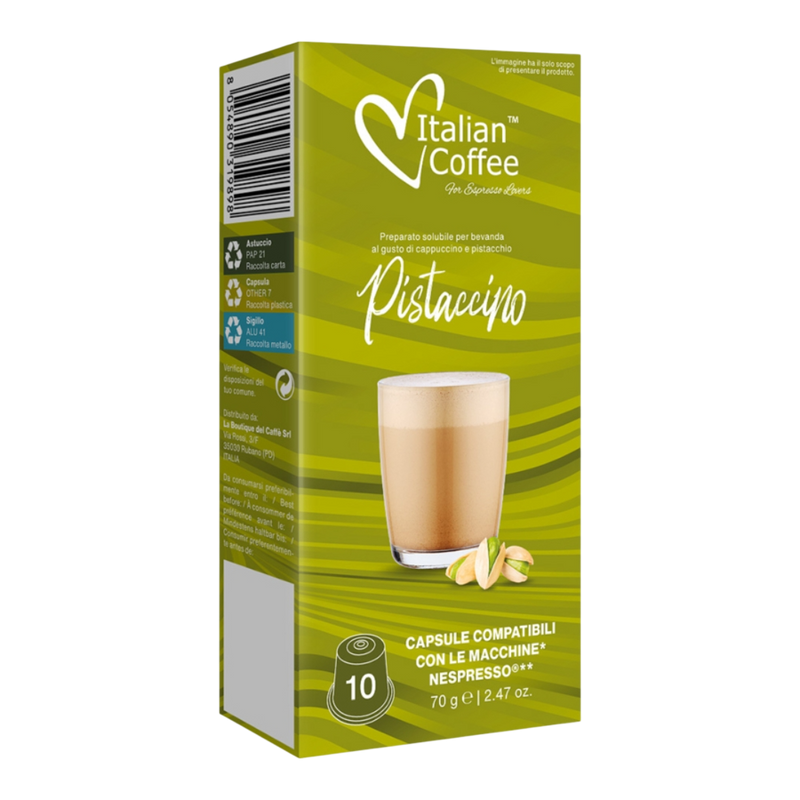 10 Capsules Cappuccino Pistache – Compatibles Nespresso ® – Italian Coffee