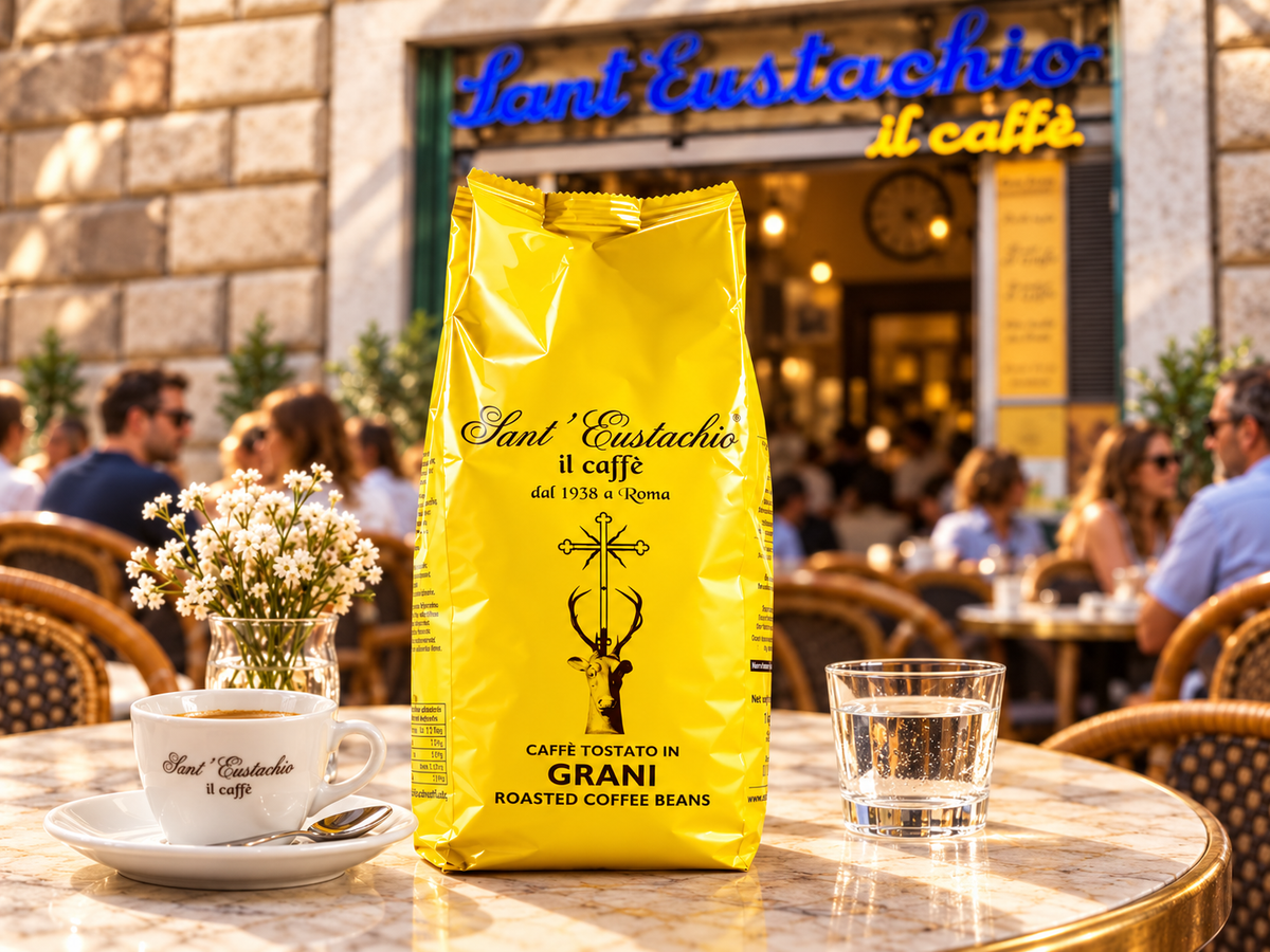 Café en grains italien Sant'Eustachio il Caffè – 100% Arabica torréfié au bois à Rome – 1kg