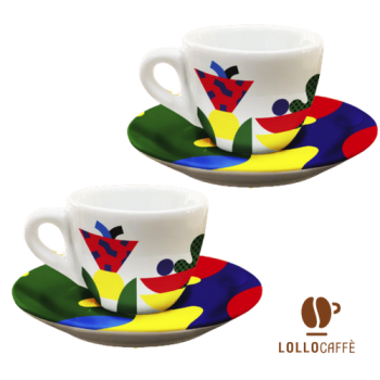 Coffee cups Lollo Caffè x Camilla Falsini - Clematis Tigrata - Set of 2 Cups + Saucers for Espresso LCMFLSCLTR2PZ