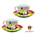Tasses Lollo Caffè x Camilla Falsini - Tulipa Solaris - Set de 2 Tasses + Sous-tasses pour Espresso LCMFLSCLTR2PZ