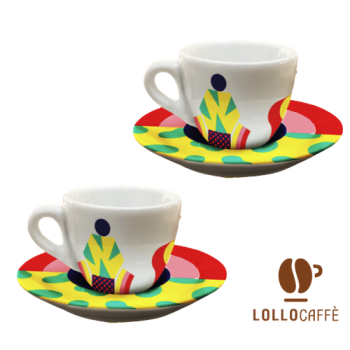 Coffee cups Lollo Caffè x Camilla Falsini - Tulipa Solaris - Set of 2 Cups + Saucers for Espresso LCMFLSCLTR2PZ