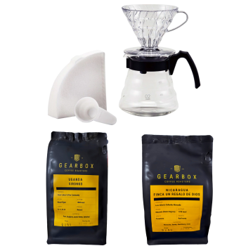 Speciality Coffee Gift Pack Hario V60 + Gearbox Speciality Coffee - Nicaragua + Uganda - Coffee beans GIFTPACKV60GB