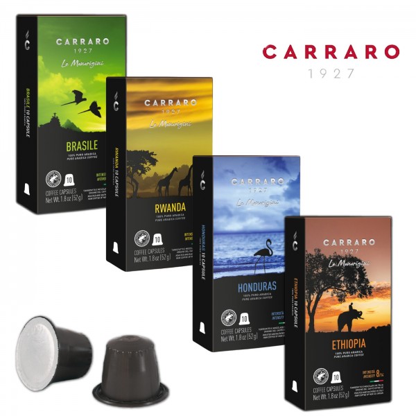 Discovery Box 80 Nespresso Single Origins compatible capsules Caffe Carraro 1927