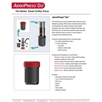 AeroPress AeroPress Go - Travel 3-in-1 Coffee Press/Coffee Maker - Coffee travel accessory AERPGO