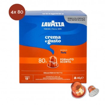 Accueil 4x 80 capsules Nespresso® Compatible – Lavazza Crema e Gusto Forte LAVCEGFNES320