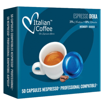 Nespresso® Pro compatible Decaffeinated coffee - Italian Coffee 50 Nespresso® Pro compatible coffee pods DEKANESPRO50