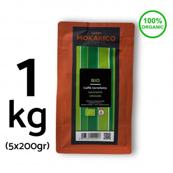 Accueil 1kg Café italien moulu - Mokarico Bio - Café biologique MKRBIO5X200GRM