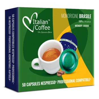 Nespresso® Pro compatible 50 Brazilian Single Origin Coffee Capsules Italian Coffee compatible with Nespresso ® Pro ESPBRAZNE...