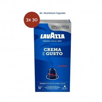 Accueil Nespresso ® Compatible – 3 x 30 Lavazza Crema e Gusto Classico - 30 capsules LAVCEGCNES90