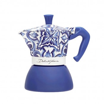 Bialetti Moka Pots Limited Edition Bialetti Moka Express Dolce&Gabbana – Mediterranean Blue for Induction (4 Cups) MOKAXPDG4TIND