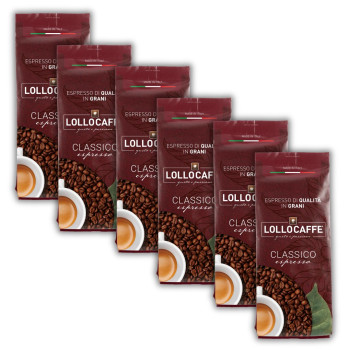 Lollo Caffè Pack Volume 6kg - Lollo Caffè Classico - Café en grains, torréfaction de Naples LOLLOCLSPACK6KG