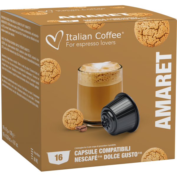 For Dolce Gusto Italian Coffee - Amaretto for Dolce Gusto ® - 16 Capsules ITCOFAMARTDG