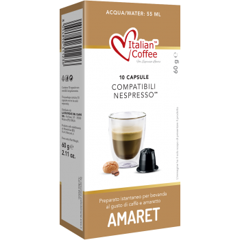 Nespresso® Compatible Italian Coffee – Amaretto pour Nespresso® 10 capsules ITCOFAMTNES10