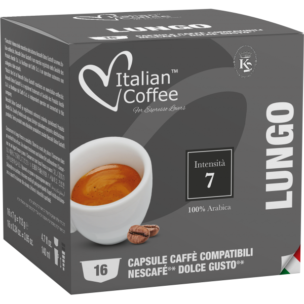 Pour machines Dolce Gusto Italian Coffee - Café Lungo pour Dolce Gusto® - 16 Capsules ITCOFLUNGODG