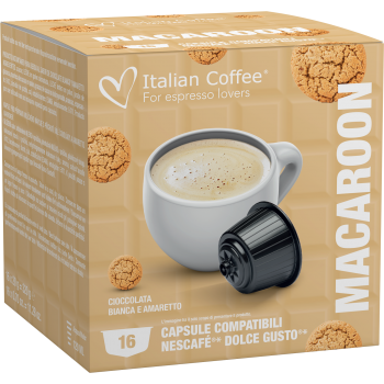 Pour machines Dolce Gusto Italian Coffee - Macaron pour Dolce Gusto® (Chocolat blanc et Amaretto) - 16 Capsules ITCOFMACADG