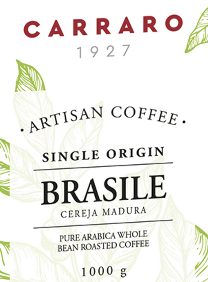 Café en grains Café en grains - Brésil 100% Arabica (Pure Origine) - Caffè Carraro 1927 - 1kg CARBRG1KG