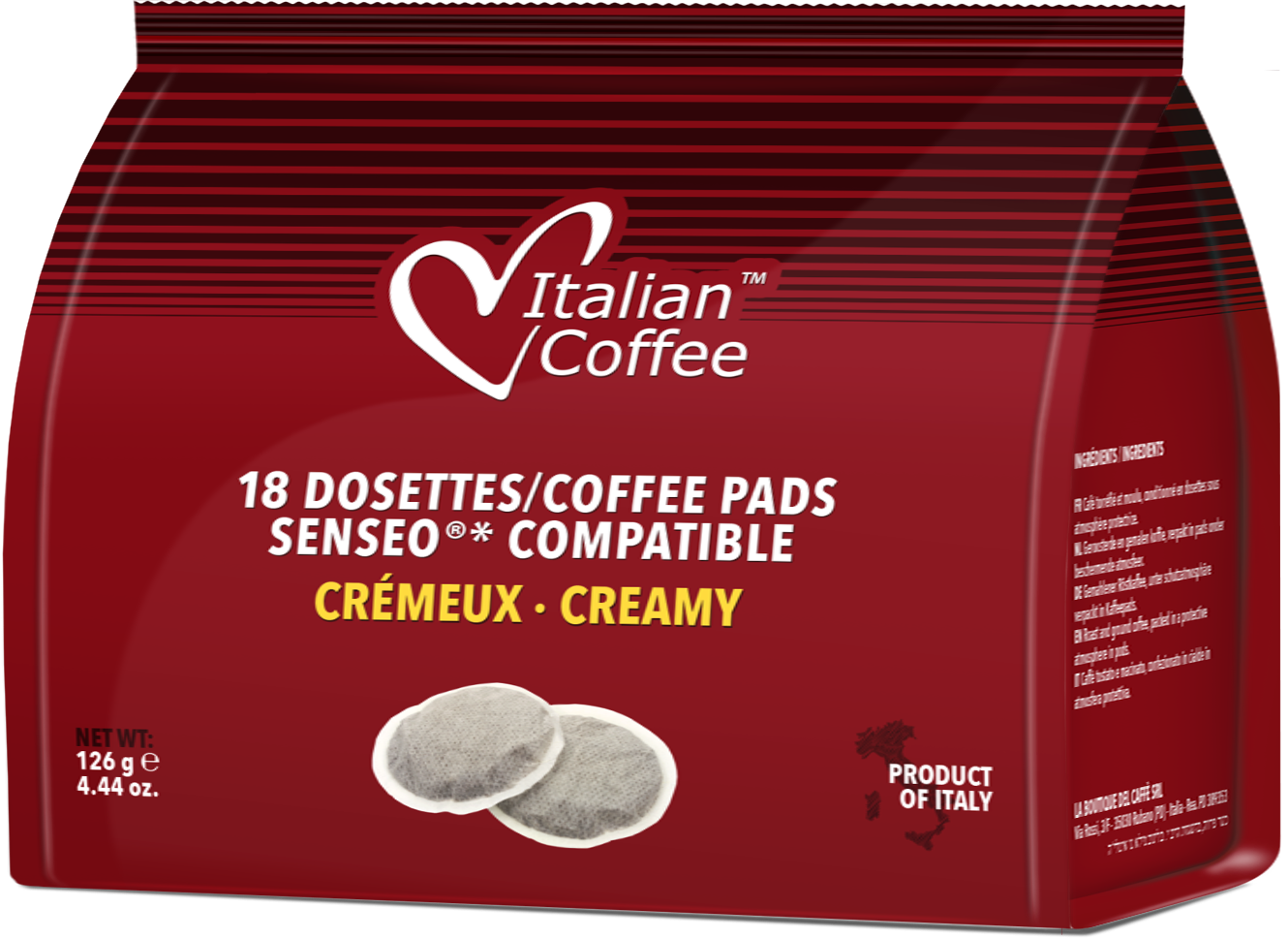 Dosettes Senseo 18x Dosettes Souples - Italian Coffee Cremoso pour Senseo ITCOCR18SENS