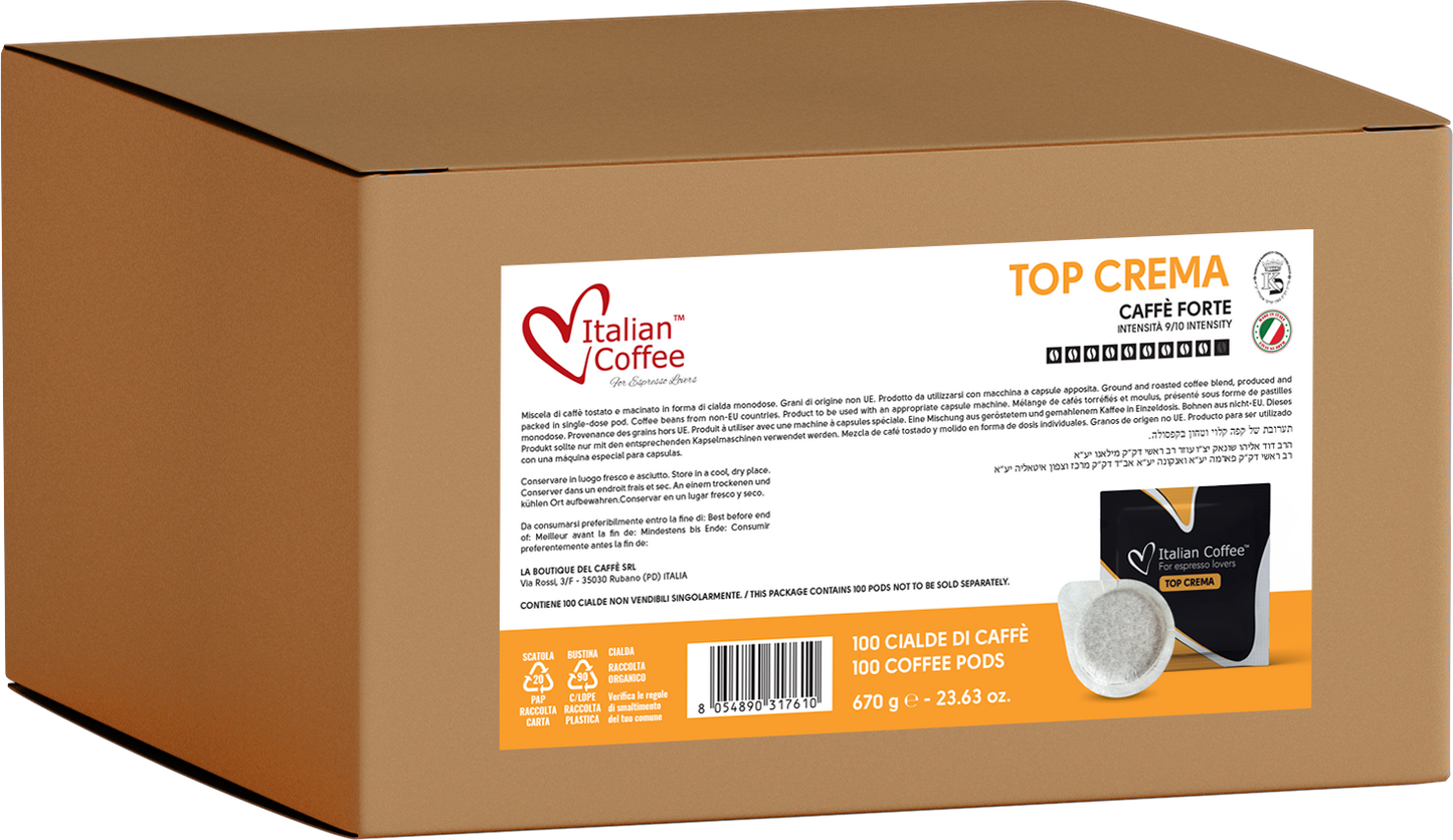 Dosettes papier ESE Italian Coffee - Top Crema espresso - 100 Dosettes ESE (Cialde) TOPCREMITC100
