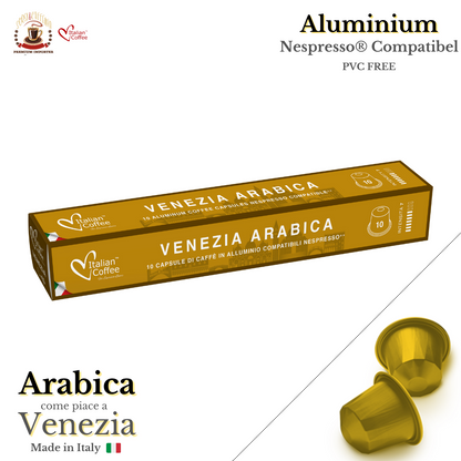 Accueil 100 Capsules Aluminium pour Nespresso® - Italian Coffee Arabica Venezia ITCOFVENZNES100