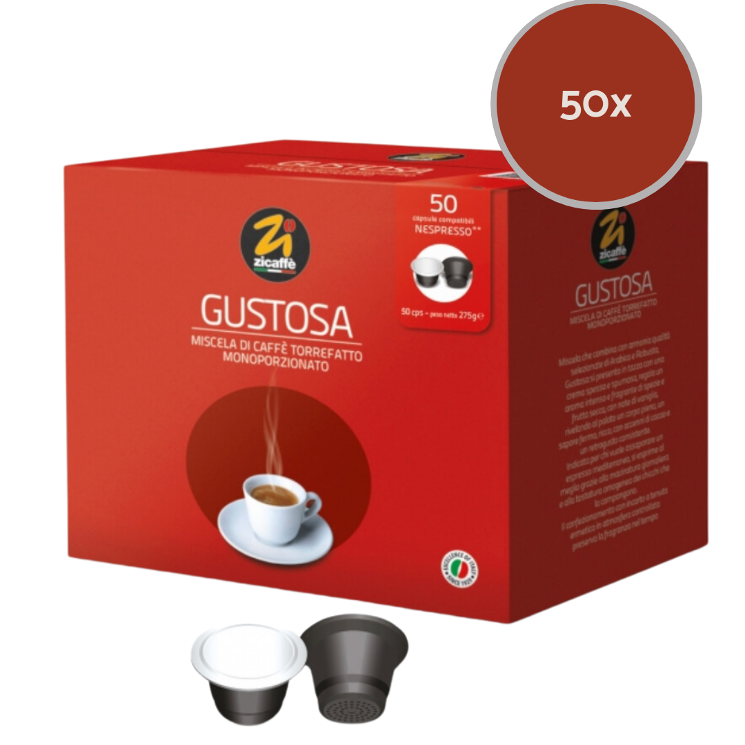 Nespresso® Compatible Zicaffè Gustosa - Nespresso compatible - 50 Capsules café ZICGUST50NES