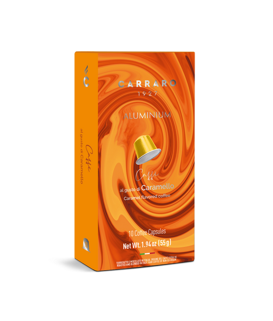 Nespresso® Compatible Caffè Carraro - Café au Caramel - 10 capsules en aluminium compatibles Nespresso ®* CARRAROCARAMNES10