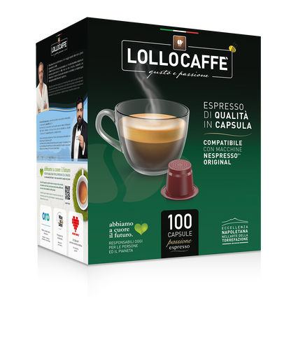 Nespresso® Compatible 100 Capsules Lollo Caffè Oro - Compatibles Nespresso ® PASNESORO100