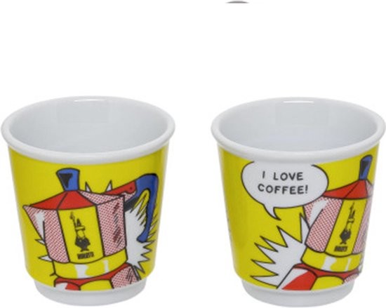 Accueil Bialetti MINI EXPRESS Set Lichtenstein - Cafetière Espresso & Tasses BIALLICHT2T