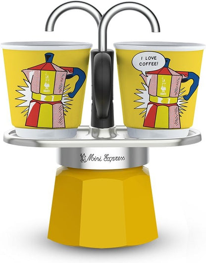 Accueil Bialetti MINI EXPRESS Set Lichtenstein - Cafetière Espresso & Tasses BIALLICHT2T