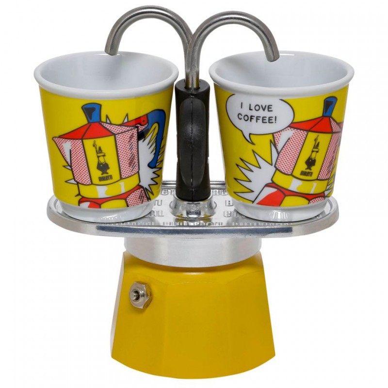 Accueil Bialetti MINI EXPRESS Set Lichtenstein - Cafetière Espresso & Tasses BIALLICHT2T