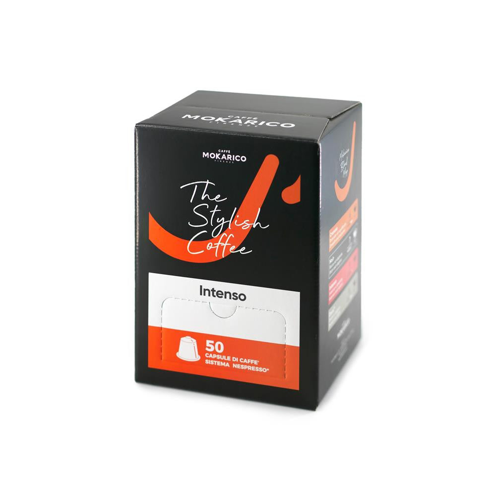 Nespresso® Compatible Mokarico Intenso – 50 Capsules Compatibles Nespresso ® – Espresso Crémeux MOKINTNES50