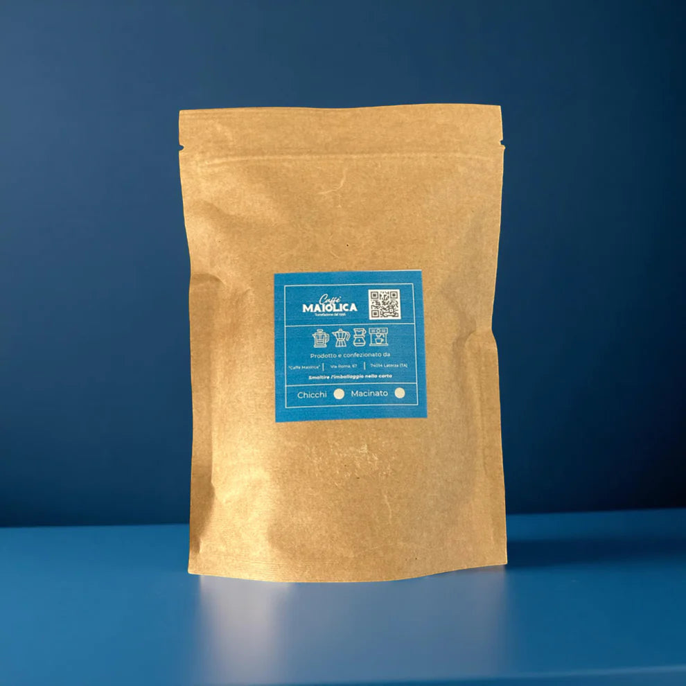 Caffè Maiolica - Café Mono Origine - Brésil Guaxupé Dulce 100% Arabica en Grains | Torréfaction artisanale | Goût doux et velouté