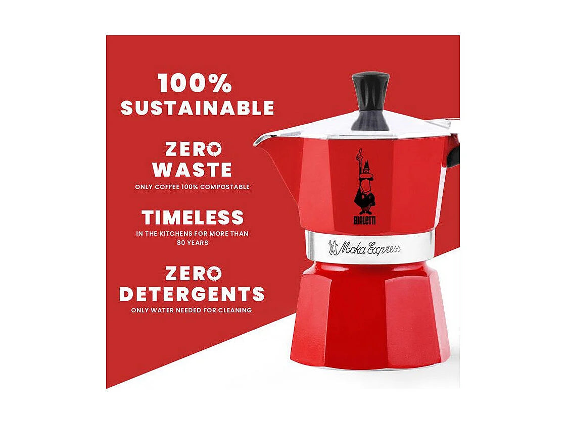 Bialetti Moka Express Koffiezetapparaat - 3 kopjes - Rood