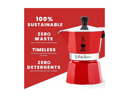 Bialetti Moka Express Koffiezetapparaat - 3 kopjes - Rood