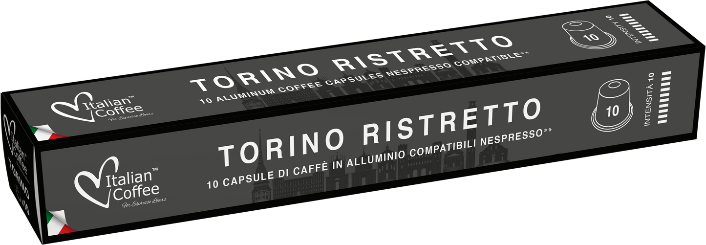 Nespresso® Compatible Capsules Aluminium pour Nespresso® - Italian Coffee Ristretto Torino x10 ITCOFTORINONES