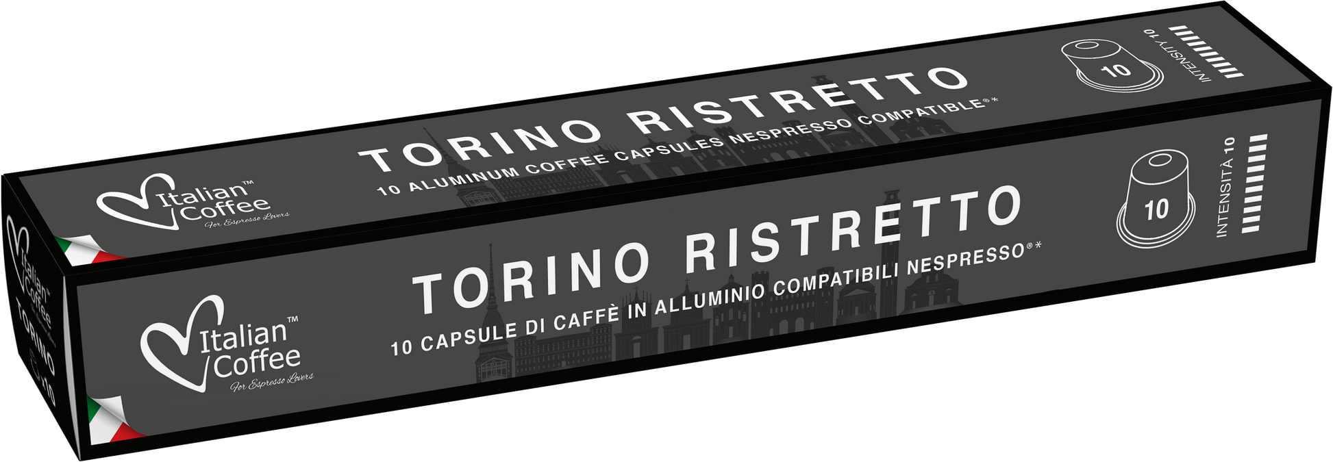 Nespresso® Compatible Capsules Aluminium pour Nespresso® - Italian Coffee Ristretto Torino x10 ITCOFTORINONES