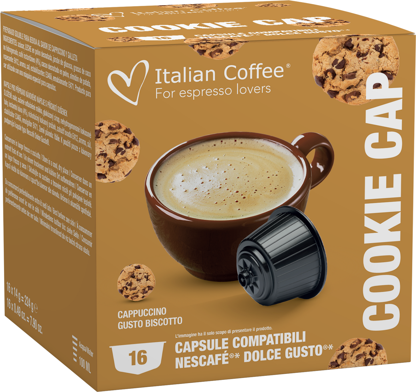 Pour Dolce Gusto Italian Coffee - Cappuccino Cookie pour Dolce Gusto ® - 16 Capsules ITCOOKIEDG