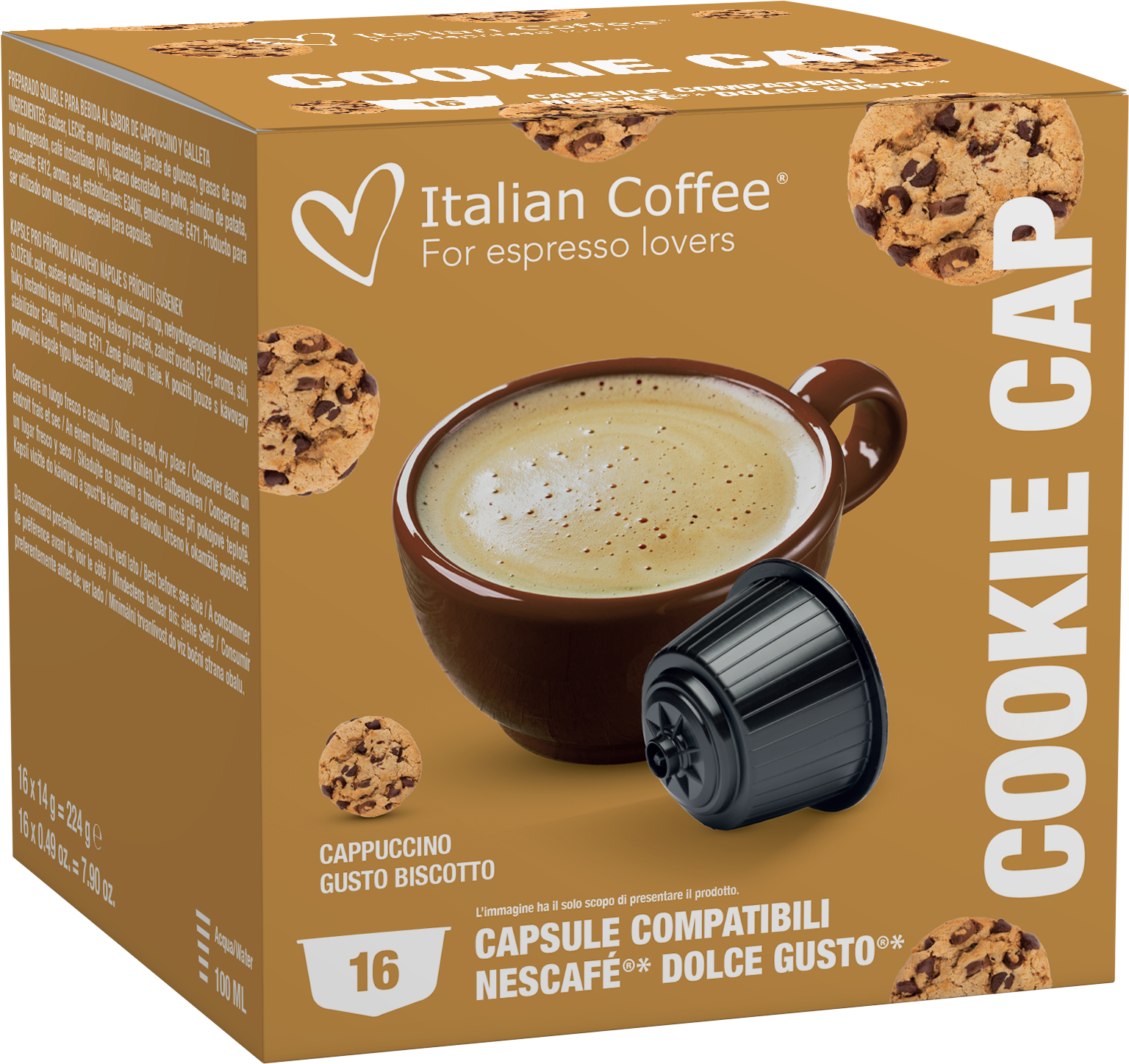 Pour Dolce Gusto Italian Coffee - Cappuccino Cookie pour Dolce Gusto ® - 16 Capsules ITCOOKIEDG