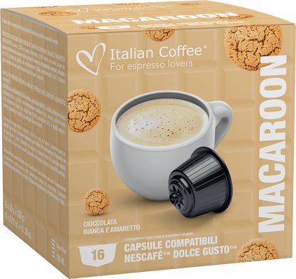 Pour Dolce Gusto Italian Coffee - Macaron pour Dolce Gusto ® (Chocolat blanc et Amaretto) - 16 Capsules ITCOFMACADG