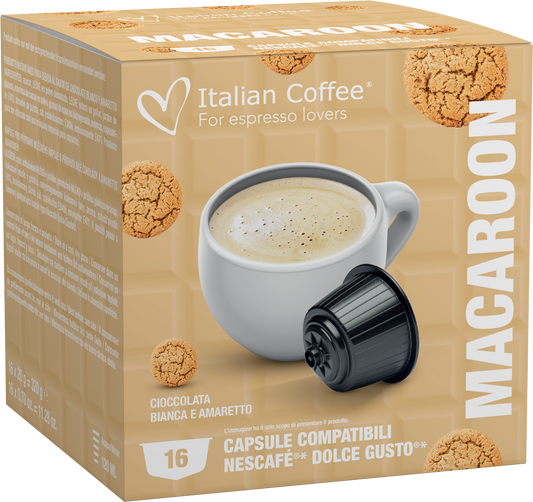 Pour Dolce Gusto Italian Coffee - Macaron pour Dolce Gusto ® (Chocolat blanc et Amaretto) - 16 Capsules ITCOFMACADG