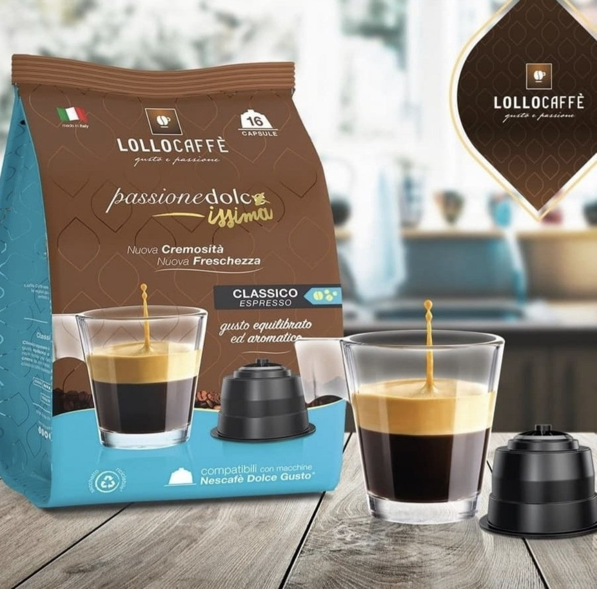 Pour Dolce Gusto 16 Capsules Lollo Caffè Classico - Compatibles Dolce Gusto ® LOLCLSCDG