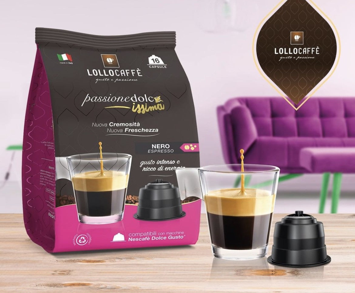 Pour Dolce Gusto 16 Capsules Lollo Caffè Nero - Compatibles Dolce Gusto ® LOLNERDG