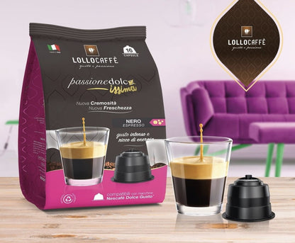 Pour Dolce Gusto 16 Capsules Lollo Caffè Nero - Compatibles Dolce Gusto ® LOLNERDG