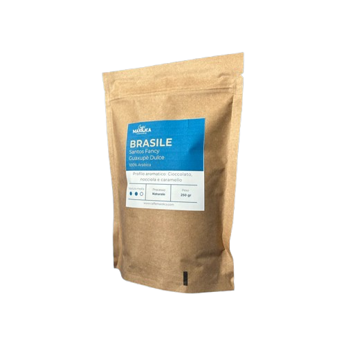 Caffè Maiolica - Café Mono Origine - Brésil Guaxupé Dulce 100% Arabica en Grains | Torréfaction artisanale | Goût doux et velouté