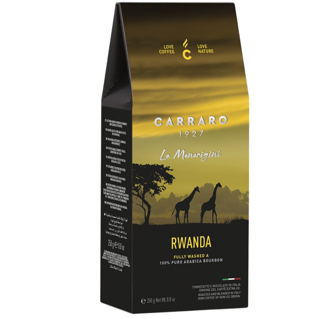 Caffè Carraro 1927 - Rwanda Single Origin - 100% Arabica gemalen koffie - 250g