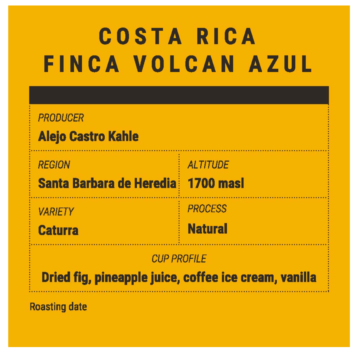 Café de Spécialité - Costa Rica – Finca Volcán Azul (Caturra, Natural) – Omniroast – Gearbox Coffee Roasters