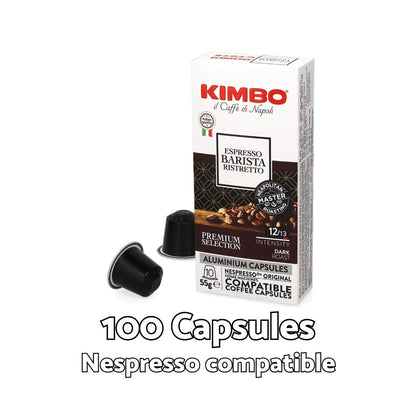 100 Pieces - Kimbo Espresso Barista Ristretto Aluminium Capsules – Nespresso® Original Compatible