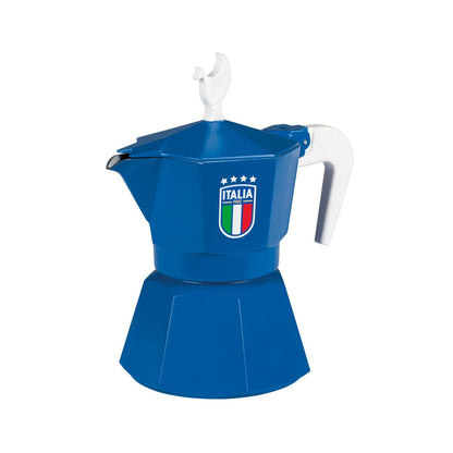 Moka pot Mokavit FIGC Blauw – Italiaanse percolator 3 kopjes – Alternatief voor Bialetti – Voetbal editie