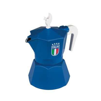 Moka pot Mokavit FIGC Blauw – Italiaanse percolator 3 kopjes – Alternatief voor Bialetti – Voetbal editie