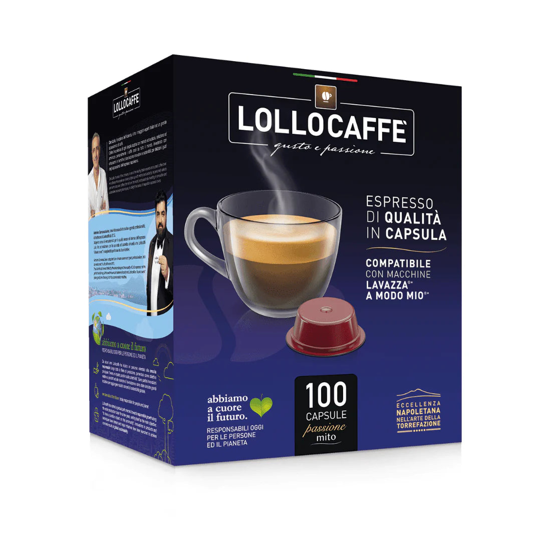 Lavazza A Modo Mio compatibele cafeïnevrije capsules – Lollo Caffè – 100 capsules