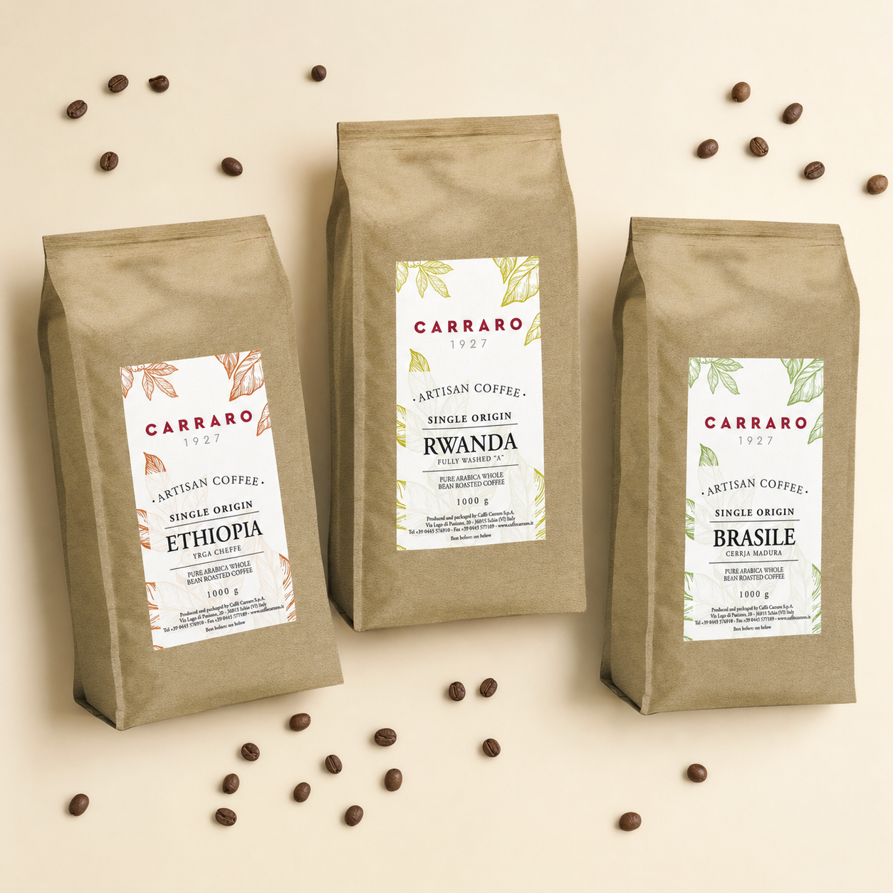 Free Shipping - Carraro Discovery Set - 3 100% Arabica Single Origins